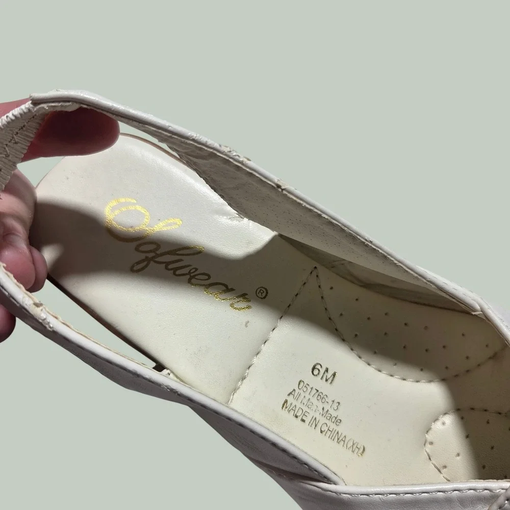 Softwear by Beacon Womens White Slingback Sandals Low Wedge Open Toe Size 6M